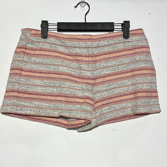 LOFT Pink Purple Grey Black 4' Mid Rise Striped Embroidered Shorts Size 4 - Picture 1 of 7